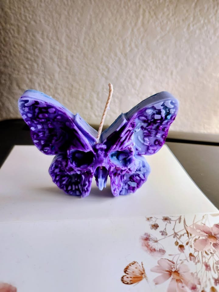 Butterfly Skull Candle